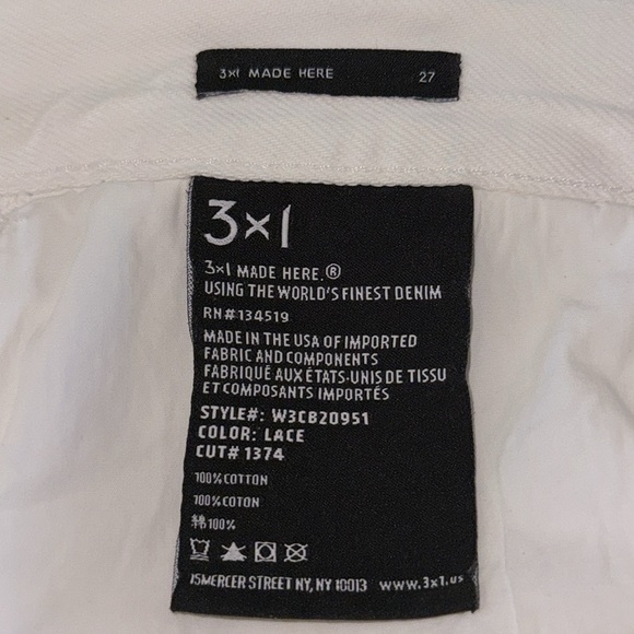 NWT 3 x 1 White Boyfriend Higher Ground Ripped Crop Jeans - Picture 12 of 12